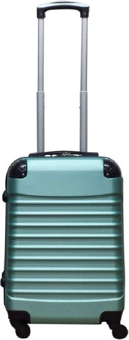 Stylish green 2-piece hardshell luggage set, durable ABS construction & multi-directional spinner wheels.