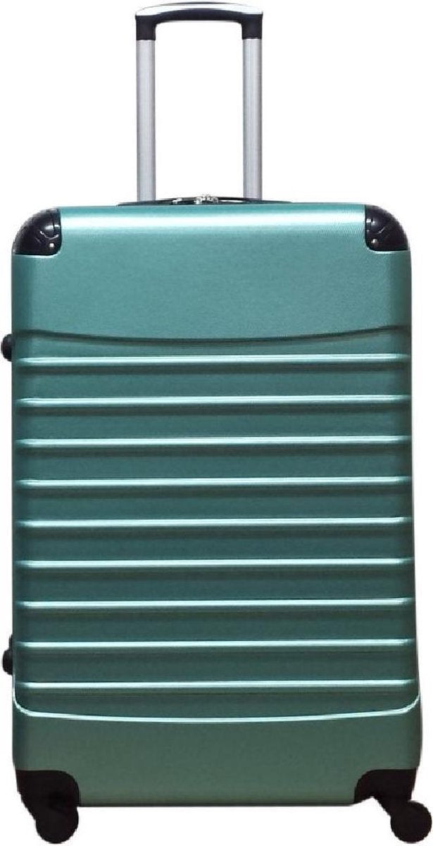 Reliable 2-piece green hardshell luggage set, durable ABS spinner suitcases for all your travel needs.
