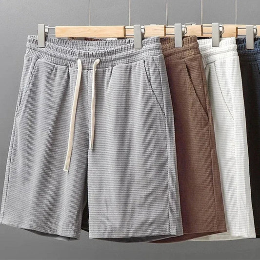 Grey unisex relaxed fit drawstring shorts, soft & breathable, perfect for loungewear, summer, or casual everyday wear.