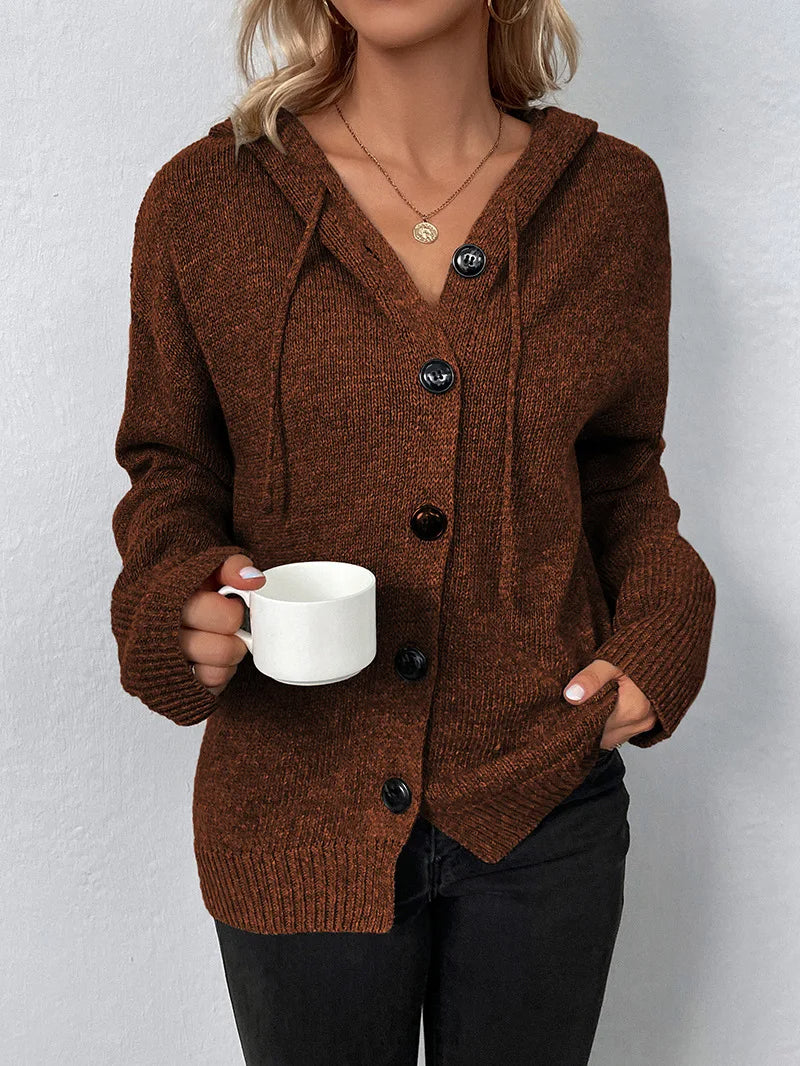 Blue women's weekender cardigan hoodie, comfortable & casual, with open front.
