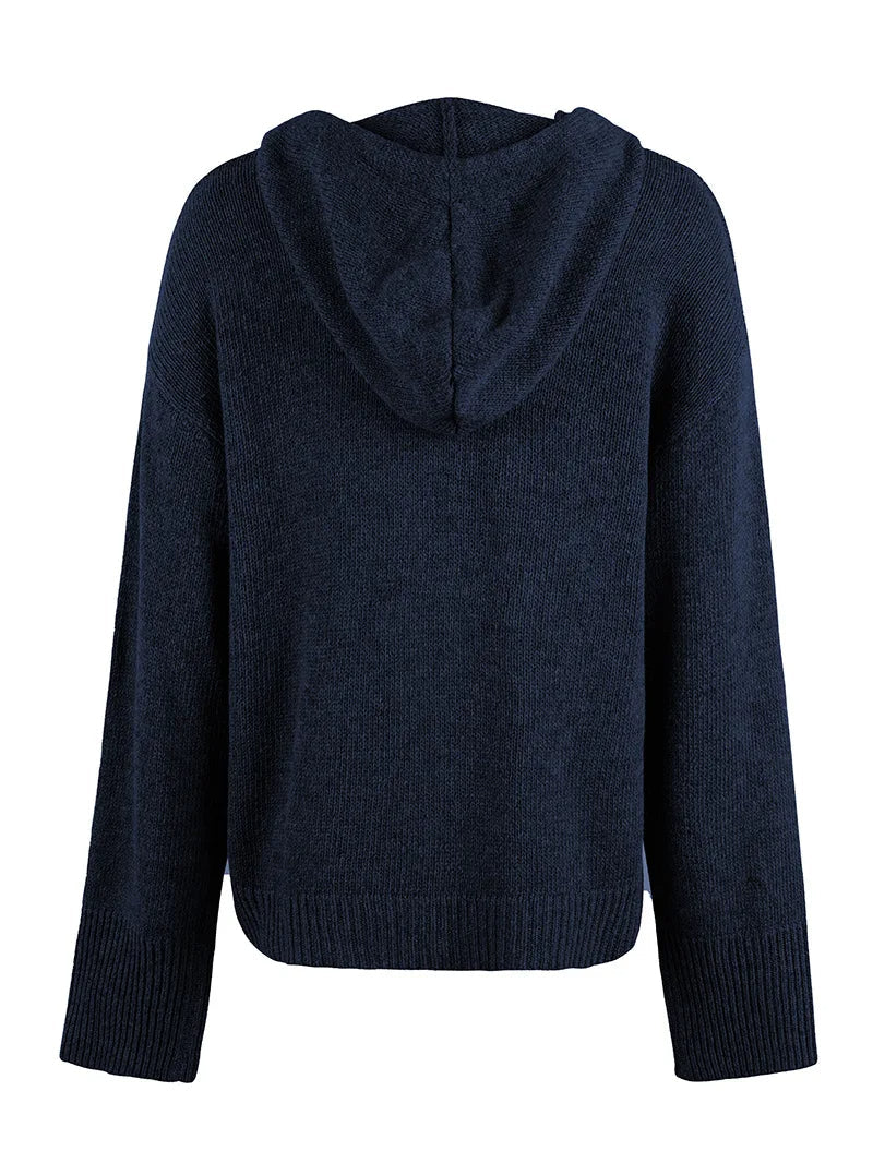 Beige women's soft hooded cardigan, perfect for a relaxed and fashionable weekender.