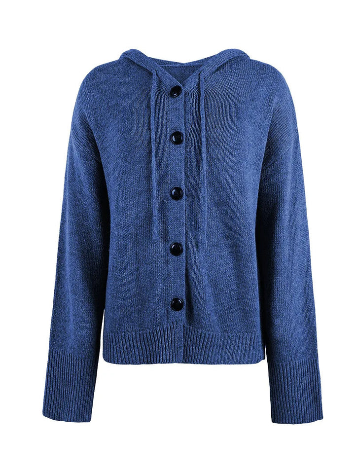 Grey women's soft hooded cardigan, essential for a cozy & casual weekender look.