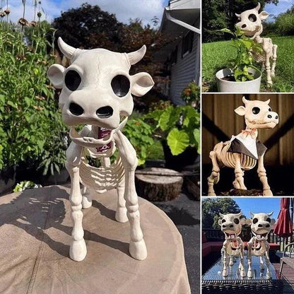 Creepy horse skeleton prop, a must-have for Halloween. Spooky animal decor for indoor/outdoor festive displays.
