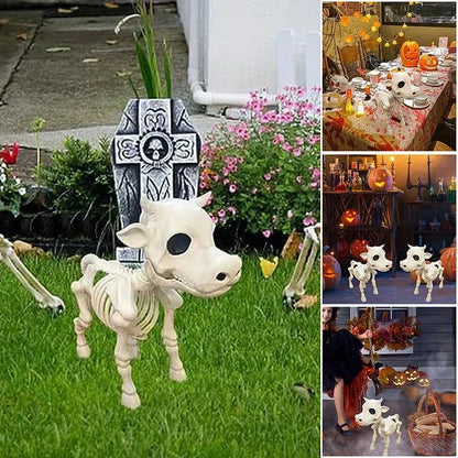 Spooky Halloween cow and horse skeletons. Perfect decorative props for indoor/outdoor festive displays & parties.