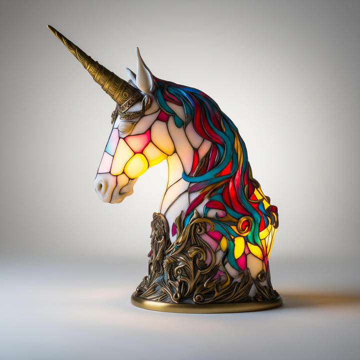 Charming animal mosaic table lamp, a handcrafted piece of unique decorative lighting & home decor.