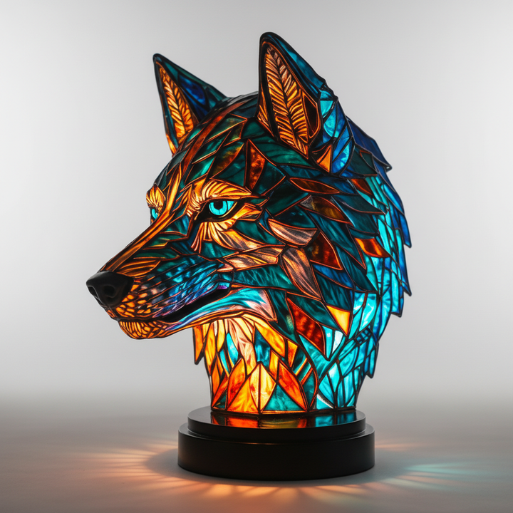 Unique GleamPaw animal head mosaic lamp, handmade decorative lighting perfect for any room.