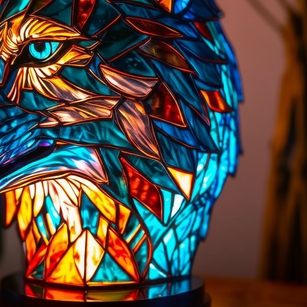 Artistic handmade mosaic animal lamp, a beautiful table lamp for unique home decor and ambiance.