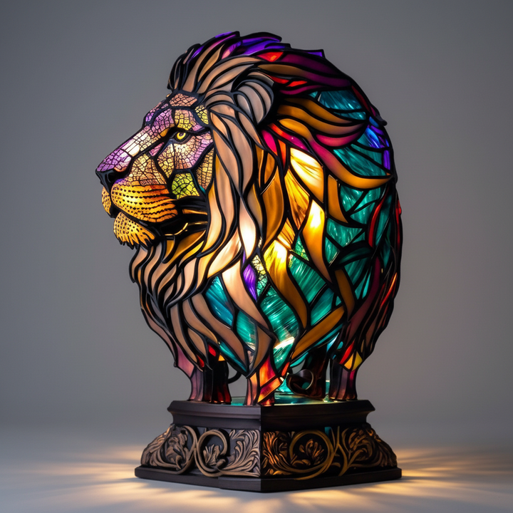 Intricate mosaic animal table lamp, providing warm decorative lighting for cozy home decor.