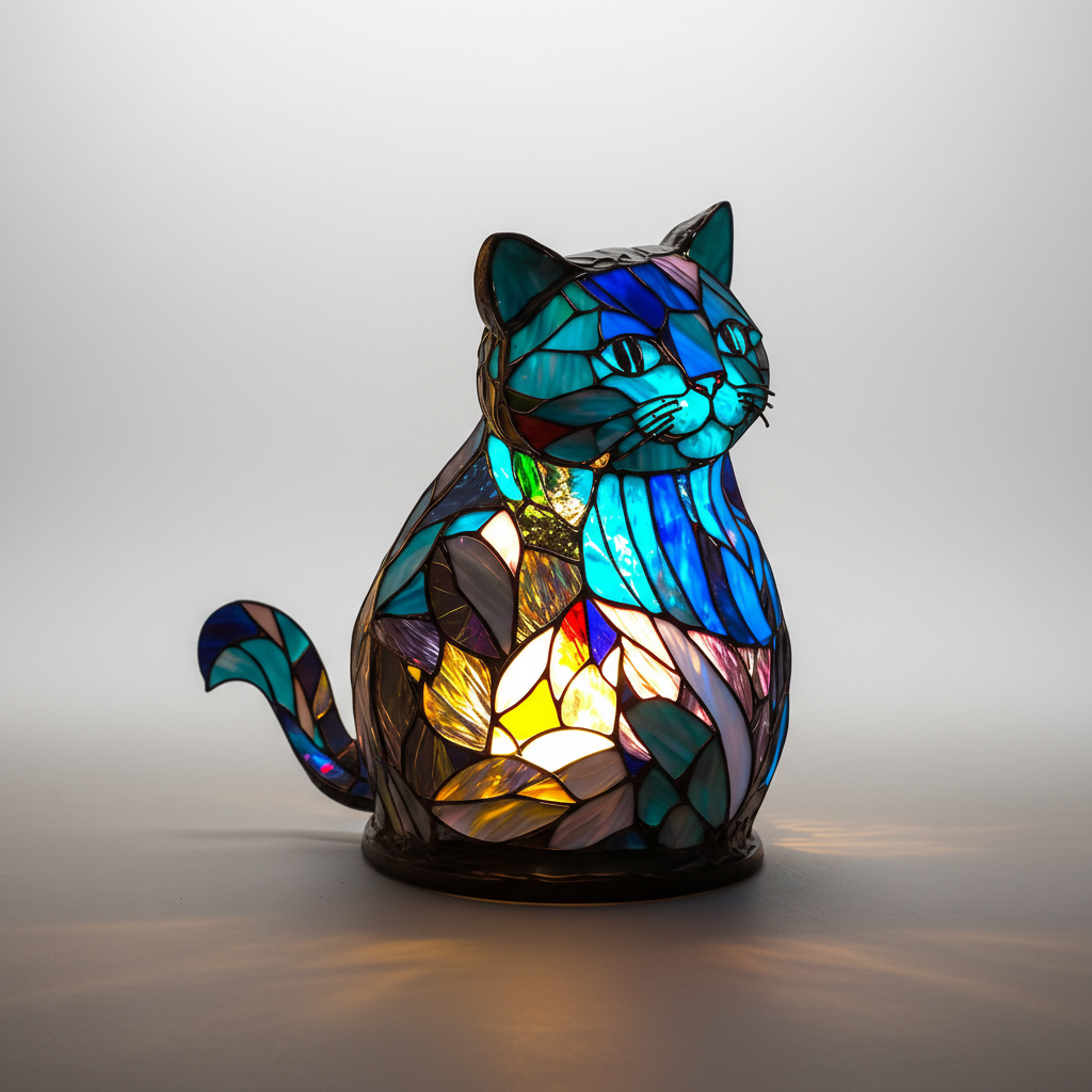 Unique animal head mosaic lamp, an artistic accent light and decorative sculpture for any room.