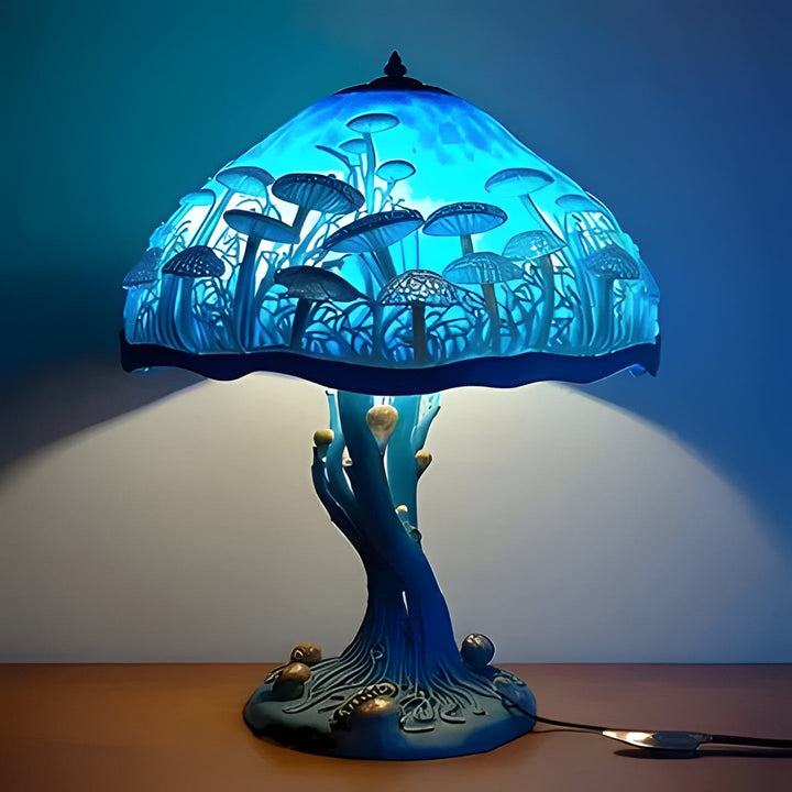 Unique stained glass table lamp, plant series, a perfect artistic gift for craftsman style home decor.