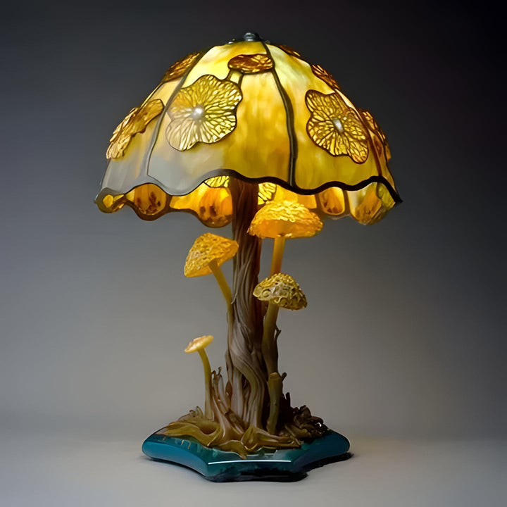 Artistic stained glass table lamp, part of the plant series, providing decorative and warm accent lighting.