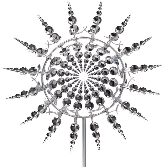 Handmade decorative garden windmill with red and white blades, weather-resistant yard art