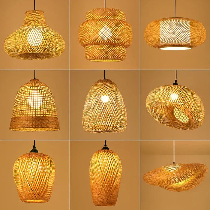 Exquisite handmade rattan woven lamp, a natural ceiling light offering rustic charm & warm ambiance.