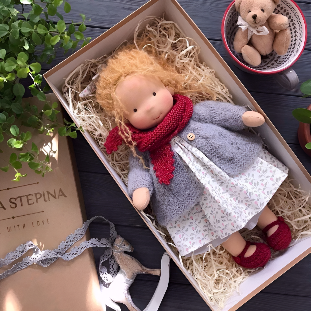 Ethical Waldorf doll for kids, an heirloom quality cloth toy for development.
