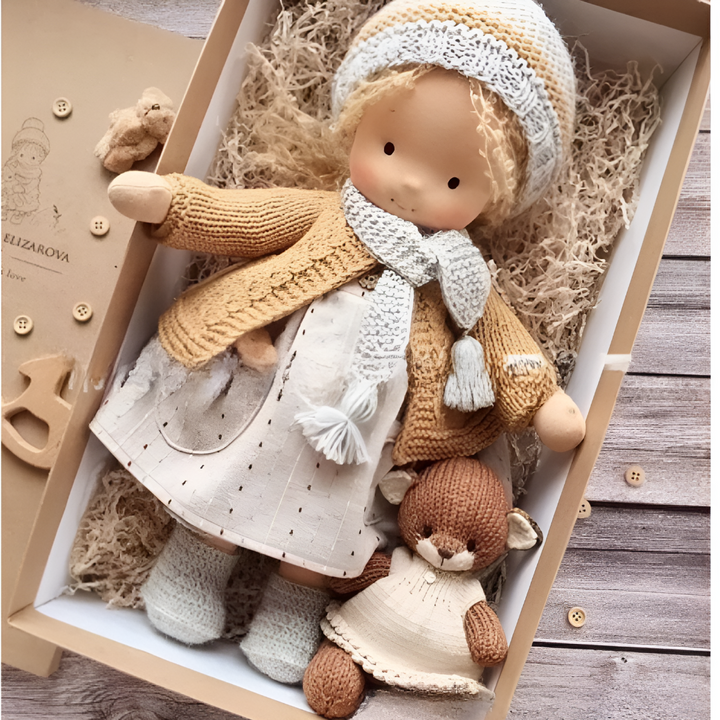 Gift for kids: ethical handmade Waldorf doll, a natural cloth comfort toy.