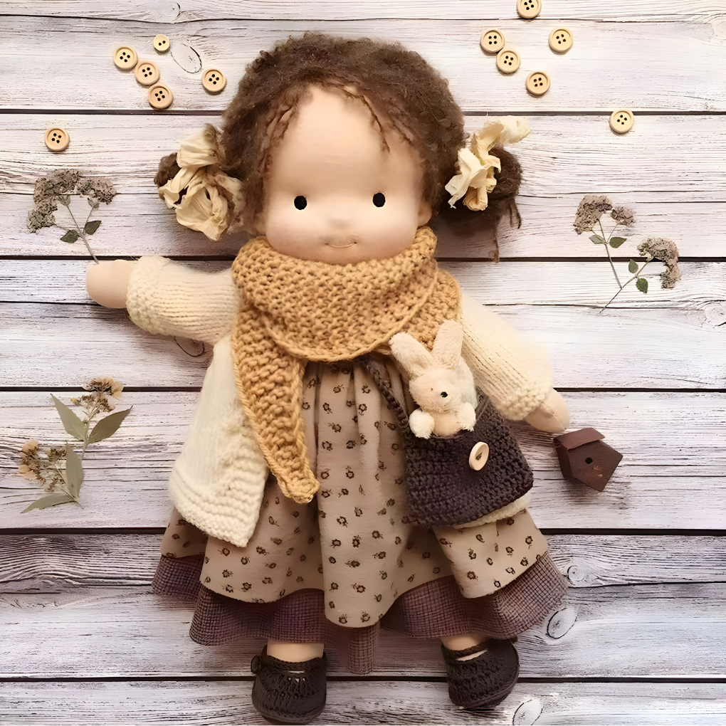 Children's Waldorf comfort doll, a handmade cloth toy nurturing creativity.