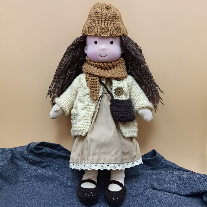 Children's imaginative Waldorf doll, a soft handmade cloth toy for daily play.