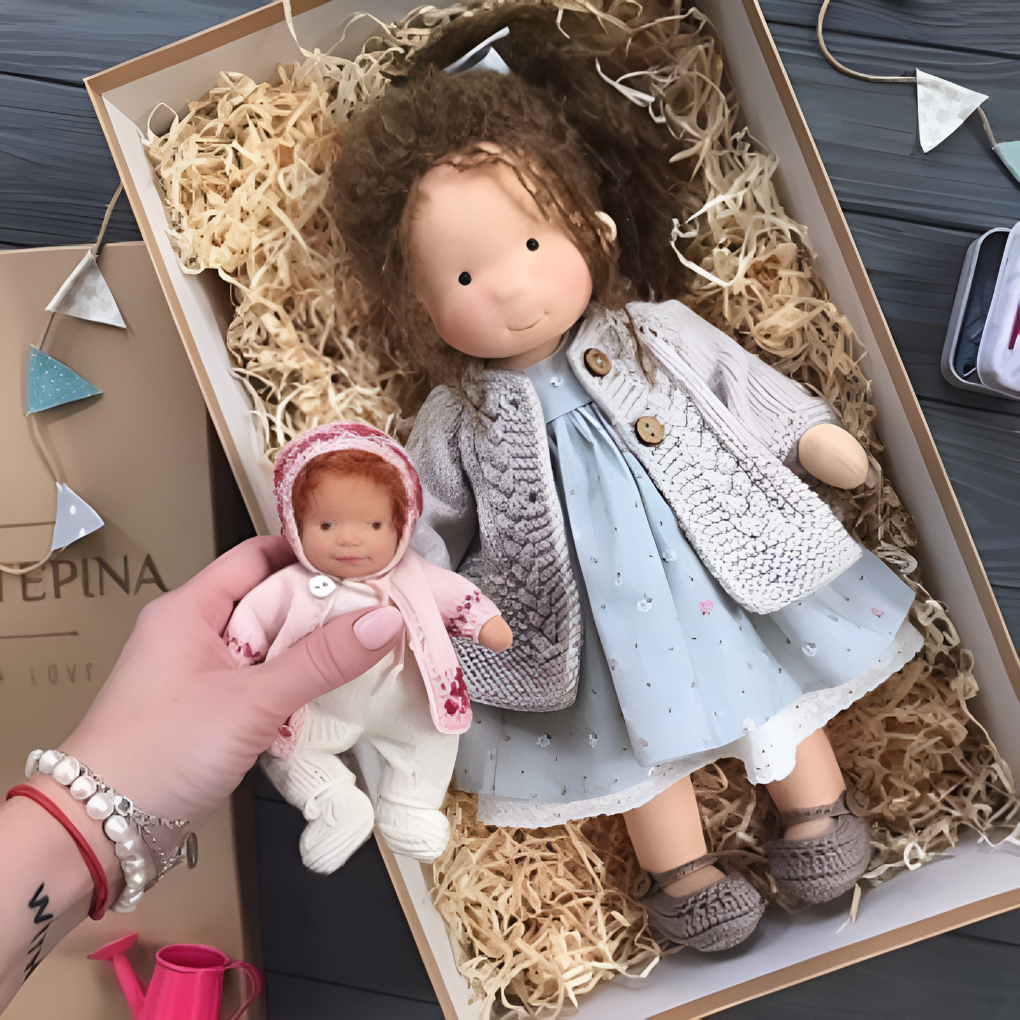 Handmade cloth doll, a soft Waldorf toy designed for imaginative play.