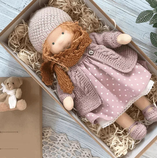Soft, natural Waldorf doll for imaginative & nurturing play. A timeless handmade cotton toy, perfect for toddlers.
