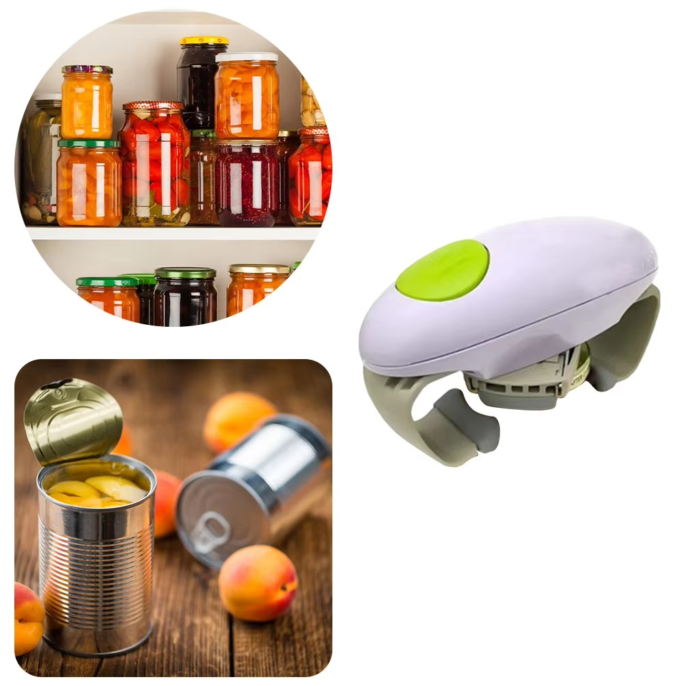 Electric jar and bottle opener making light work of a stubborn lid, showcasing its versatile design and power.