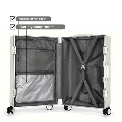 Compact Manhattan Pro carry-on luggage, perfect for weekend trips, featuring a laptop sleeve.