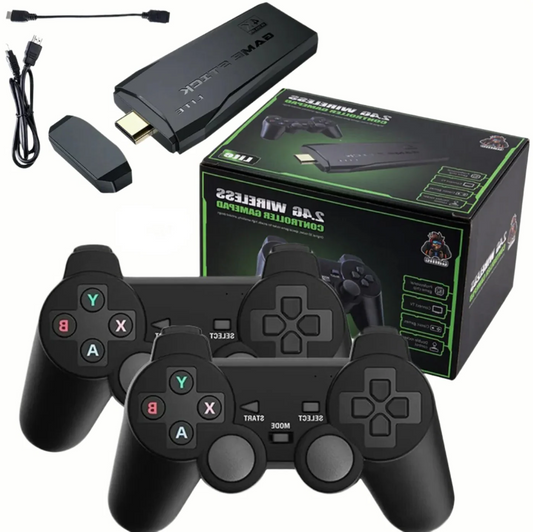 HDMI 4K wireless retro game console with 20,000+ classic games, 64GB storage & 2 wireless gamepads.