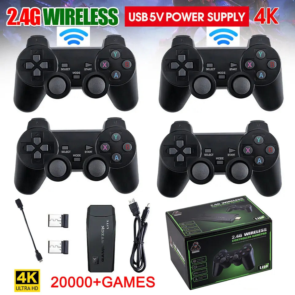 Wireless multiplayer retro gaming console: 64GB storage, 20,000+ classic games & two wireless controllers.