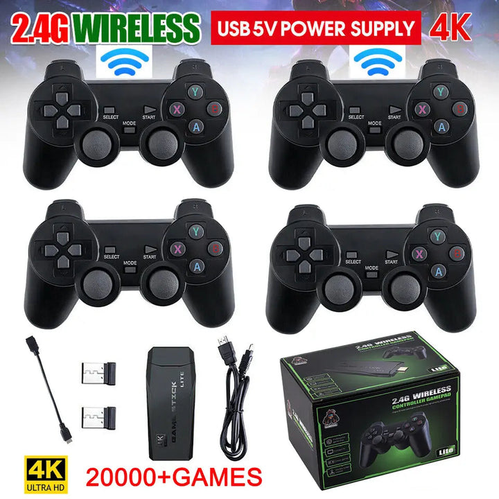 Wireless multiplayer retro gaming console: 64GB storage, 20,000+ classic games & two wireless controllers.