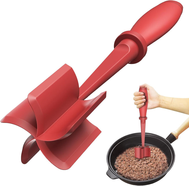 Non-stick safe heat-resistant meat chopper, ideal for smashing burgers & breaking apart ground meat.