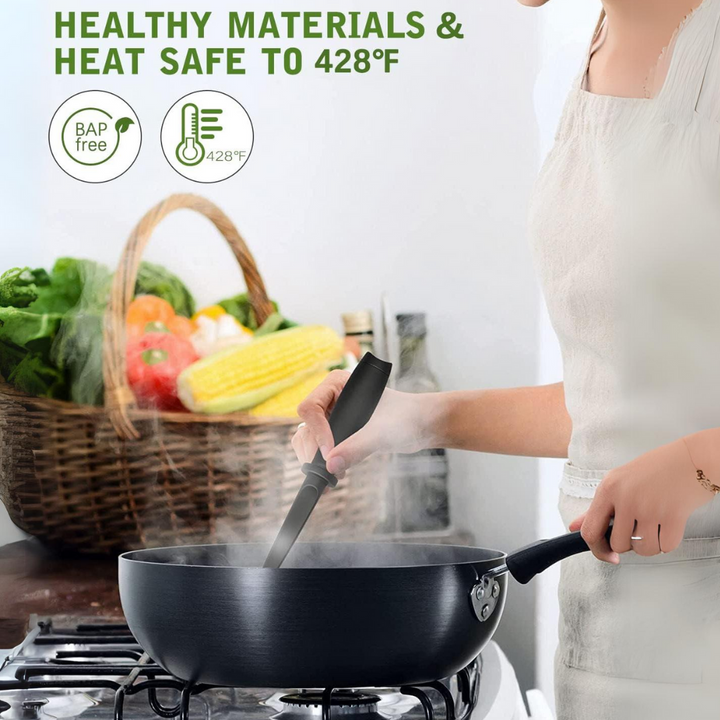Ergonomic heat-resistant meat chopper, designed for easy ground meat crumbling and stirring.