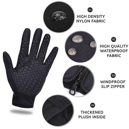 Unisex heated cycling gloves for men & women, windproof & waterproof for cold weather.