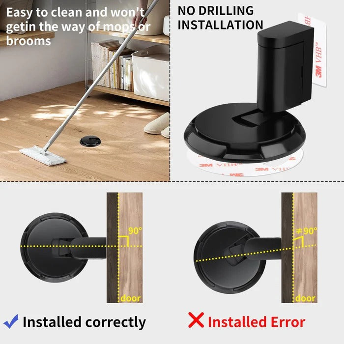 Heavy-duty adjustable door stopper with floor mount for ultimate door control & protection.