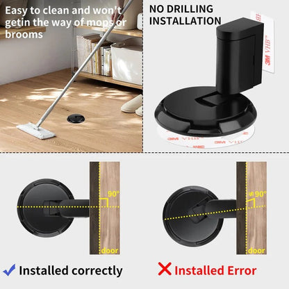 Heavy-duty adjustable door stopper with floor mount for ultimate door control & protection.