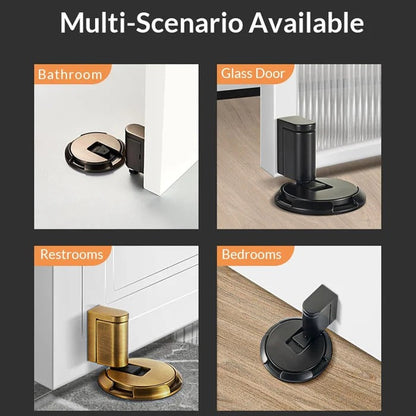 Secure door control with a modern, heavy-duty adjustable door stopper & wall protector.