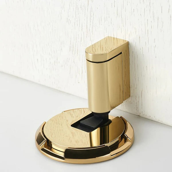 Adjustable door stopper, wall protector, modern design. Prevents door and wall impact.