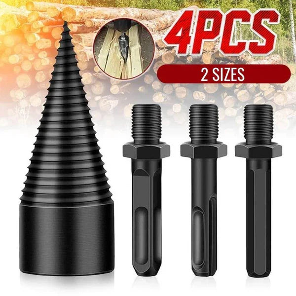 Universal shank firewood drill bit simplifies wood splitting for kindling & logs. Works with any drill, durable tool.