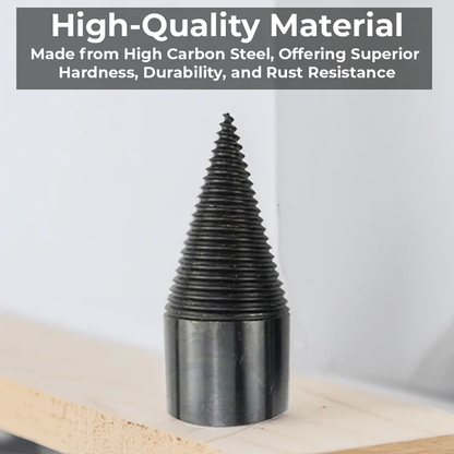 Power tool firewood splitter drill bit, heavy-duty carbon steel design for efficient and quick wood splitting.