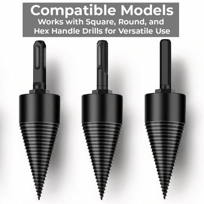 Durable carbon steel log splitter drill bit, a heavy-duty power tool accessory for efficient home wood splitting.