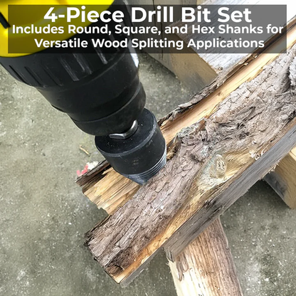 Heavy-duty carbon steel wood splitter drill bit for efficient firewood splitting, essential home improvement tool.