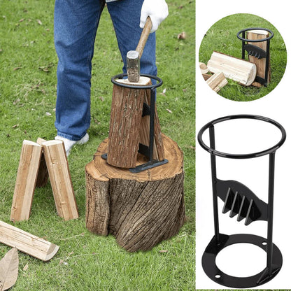 Heavy-duty cast iron firewood splitter for safe, manual log splitting and kindling making.
