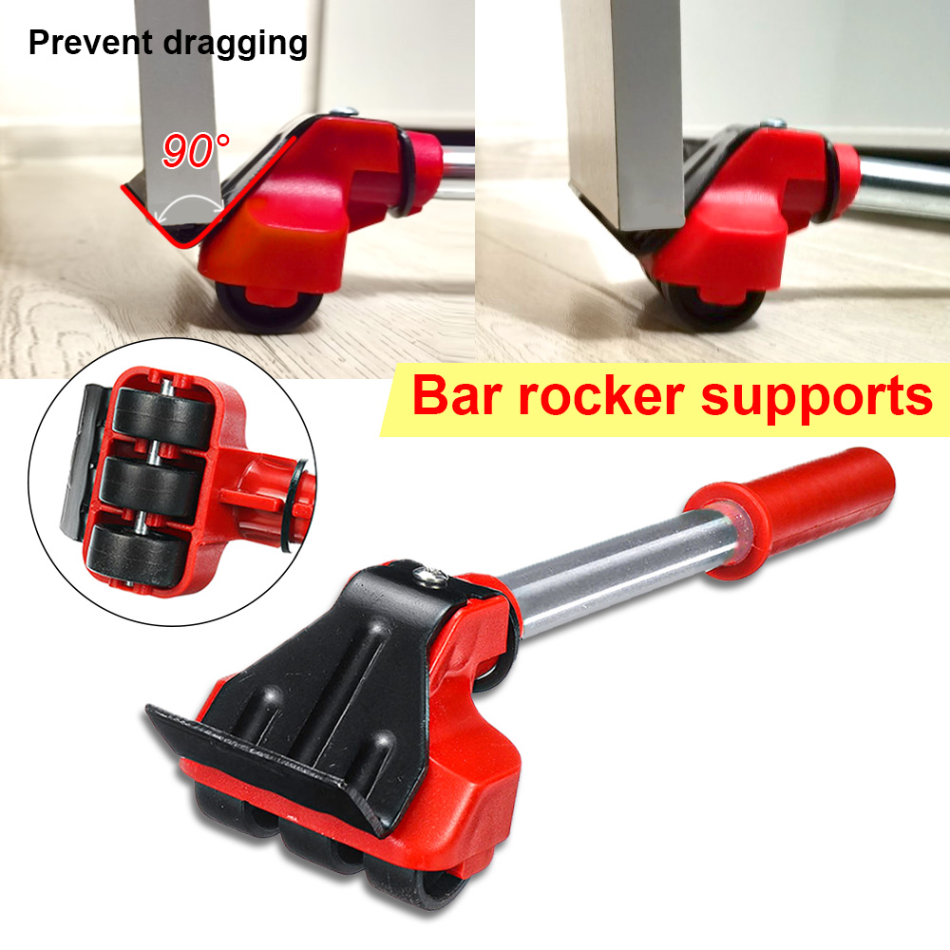 Four 360° rotation furniture gliders for smooth, floor-protective moving of heavy furniture and appliances.
