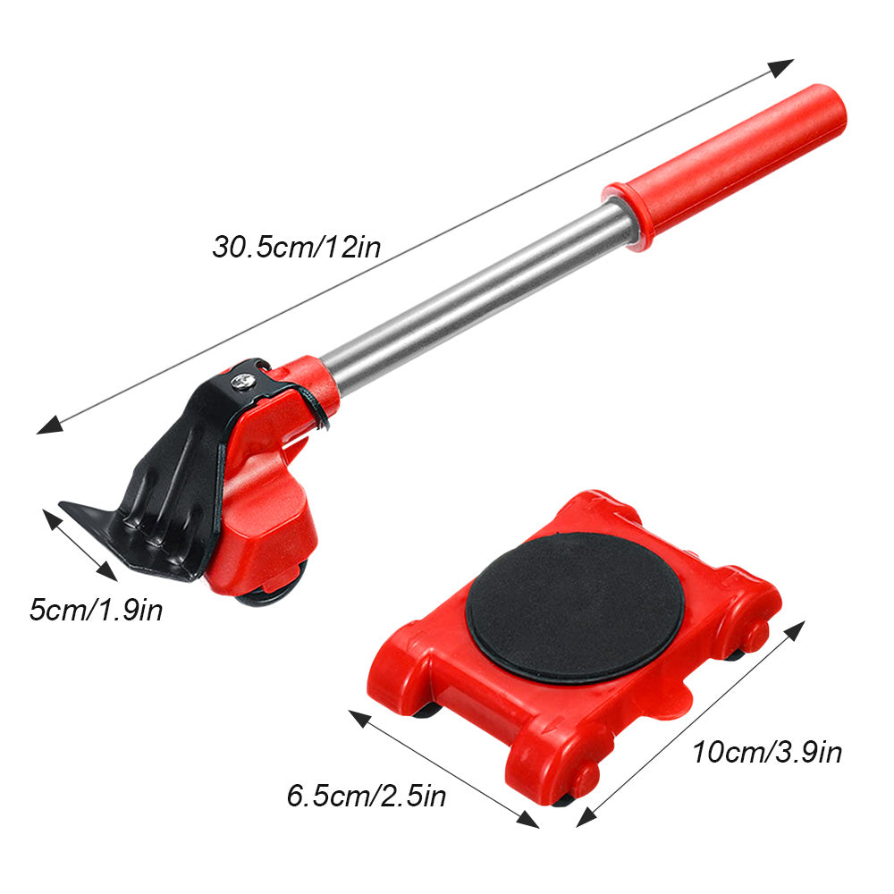 Specialized appliance mover tool set for refrigerators and washers; features lifter and 360° rotating sliders.