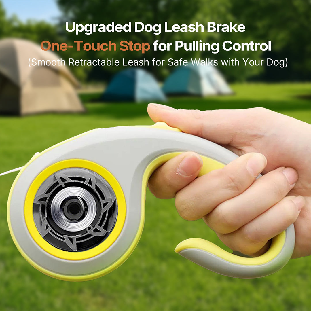 Tangle-free retractable dog leash with 360-degree swivel clip, perfect for strong pullers