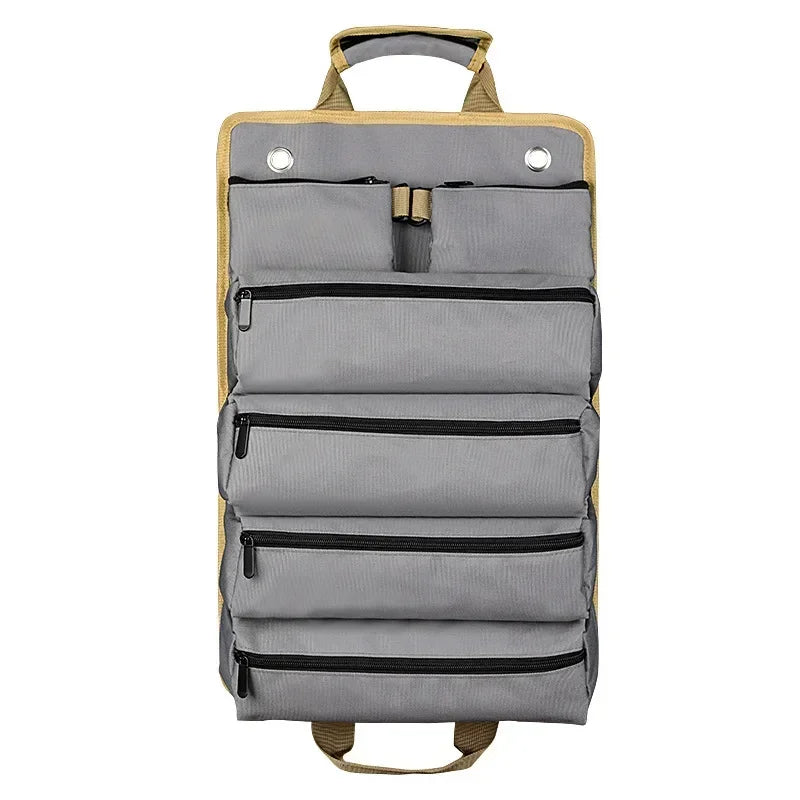 Water-resistant Oxford fabric tool organizer, roll-up style, great for mechanics and DIY enthusiasts