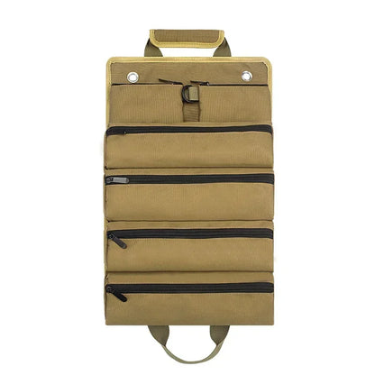 Tool bag organizer, roll-up design, durable and portable, keeps tools neatly stored and accessible