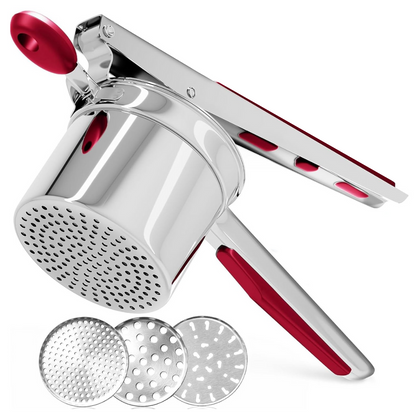 Durable stainless steel potato masher, ideal for mashing potatoes, vegetables, and fruits effortlessly.