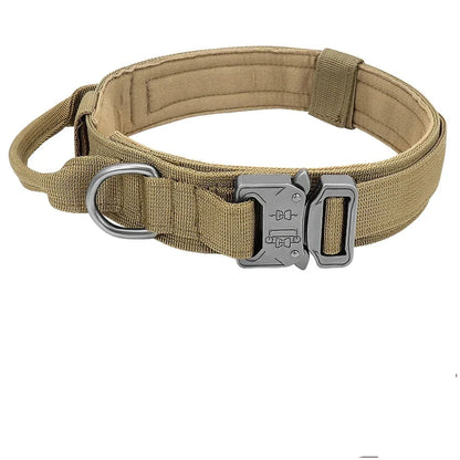 Adjustable tactical K9 collar with control handle, durable nylon for professional dog handlers