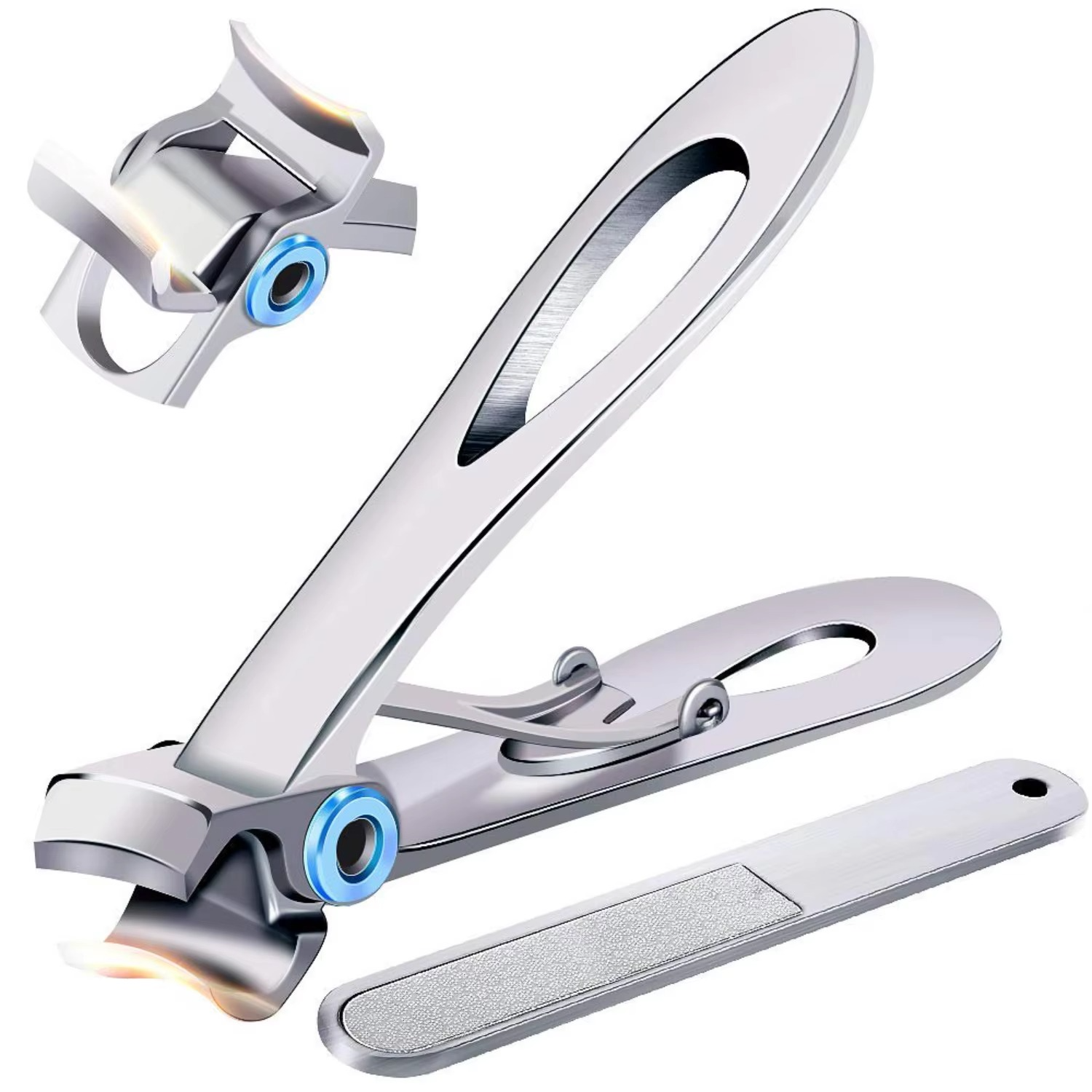 Large stainless steel toenail clippers, heavy-duty design for thick nails. Perfect for men's grooming & senior foot care.
