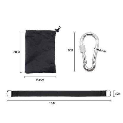 Tree swing suspension kit with two 10ft adjustable straps and strong metal buckles for easy setup.