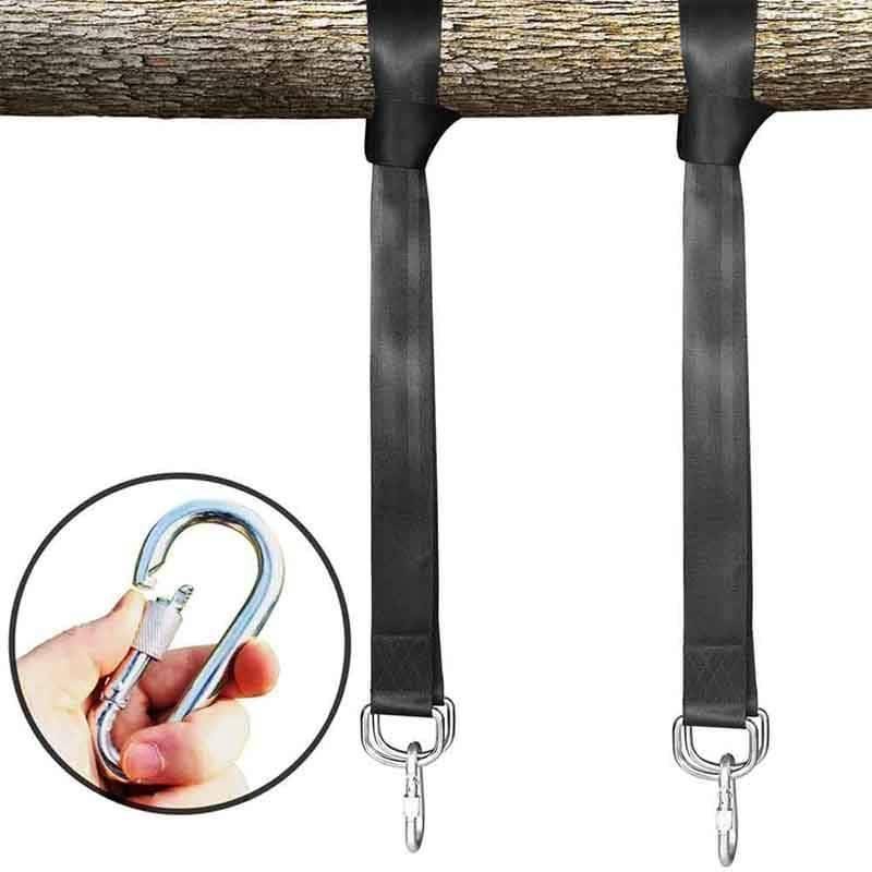 Camping gear: heavy-duty tree swing straps, weather-resistant, perfect for securely hanging hammocks.